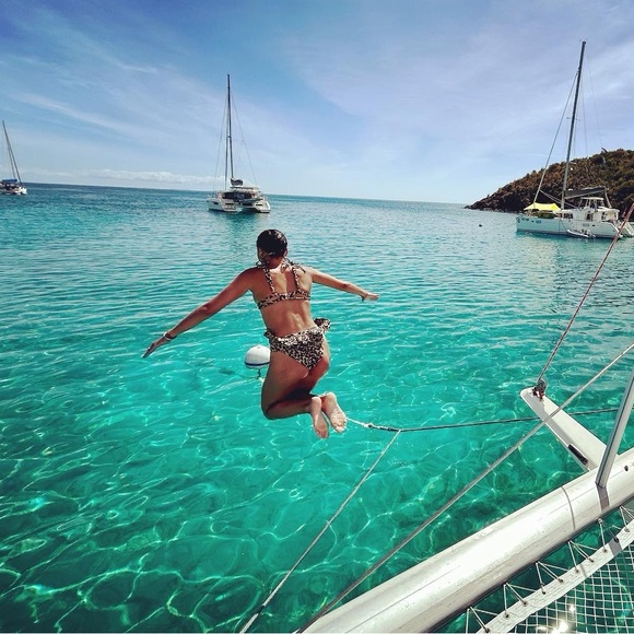 Montce Swim Leopard Print Palua Ties Bikini Top XS & Tamarindo Bottoms S - Picture 10 of 10